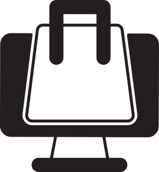 computer with shoping bag icon png