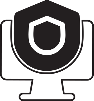 computer with security shield icon png