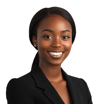 Formal Beautiful Young Black African Businesswoman Smiling, Looking at Camera Isolated on Transparent Background png