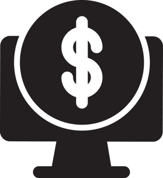 black computer with money icon png