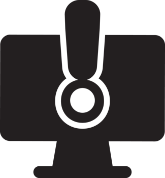 black computer with warning icon png