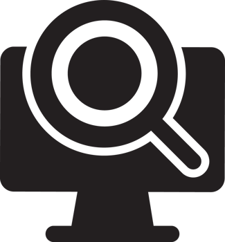 black computer with search icon png