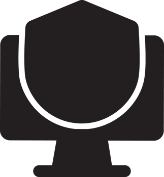 black computer with shield icon png