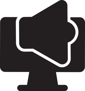 black computer with sound icon png