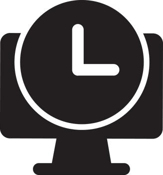 black clock icon on a computer monitor png