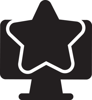black computer with star icon png