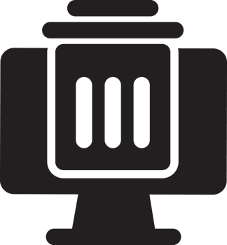 black computer with trash icon png