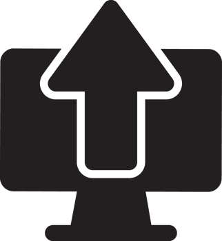 black computer with upload icon png