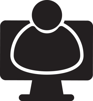 black computer with user icon png