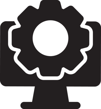black computer with gear icon png