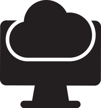 black computer with cloud icon png