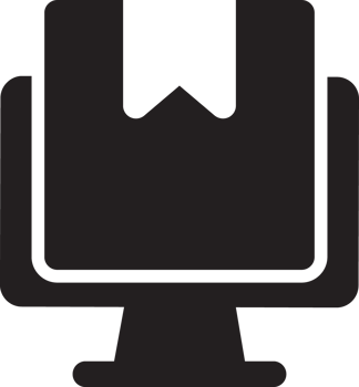 black computer with dlivery icon png