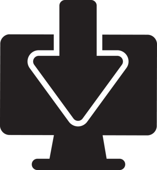 black computer with download icon png