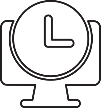 outline clock icon on a computer monitor png