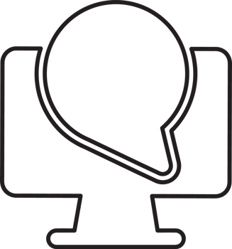 outline speech bubble icon on a computer monitor png