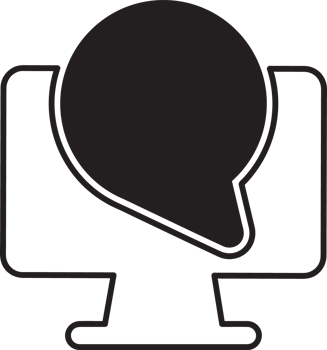 chat bubble icon on a computer monitor png