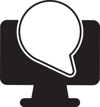 speech bubble icon on a computer monitor png