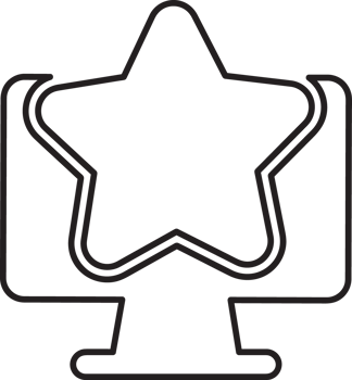 outline star icon on a computer monitor png