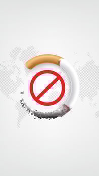 vertical illustration of cigarettes and a world map on World Anti-Smoking Day vector