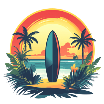 Surf's Up Tropical Sunset Scene png