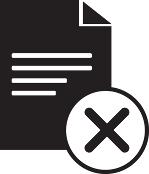black document with delete icon png