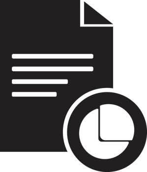black document with business diagram icon png