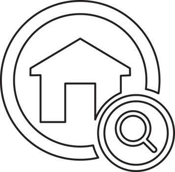 outline home search icon with magnifying glass png