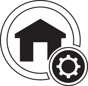 house setting icon with gear png