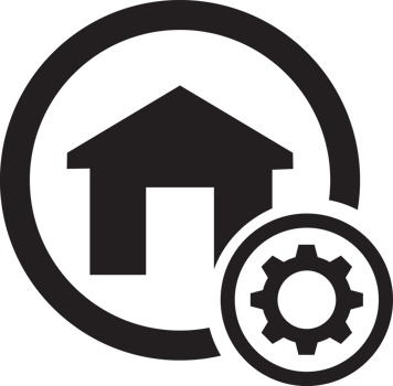 black home setting icon with gear png