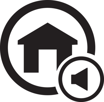 black home icon with a sound button png