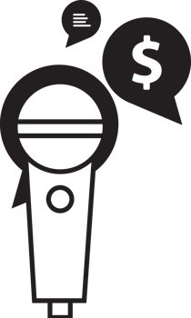 black microphone icon with speech bubbles and dollar sign png