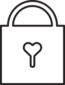 outline lock icon with a heart shape png