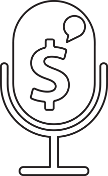 outline dollar money sign on a microphone icon png