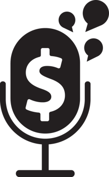 black dollar money sign on a microphone icon png