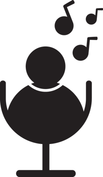 black microphone icon with people podcast icon png