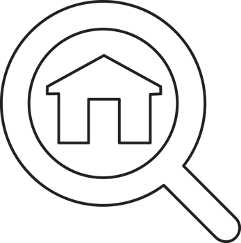 outline search magnifying glass icon with home icon png