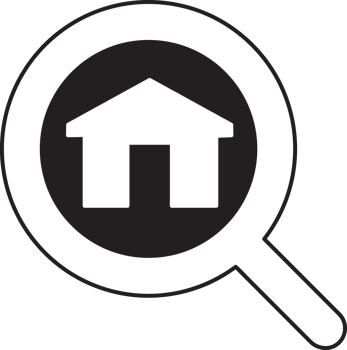 search magnifying glass icon with home icon png