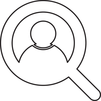 outline search magnifying glass icon with user icon png