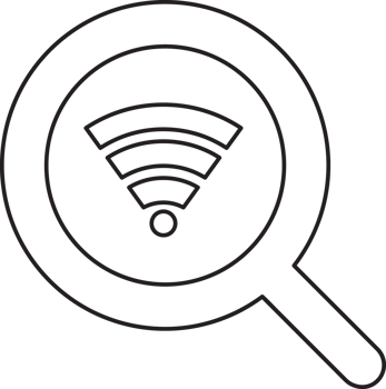 outline search magnifying glass icon with wifi icon png