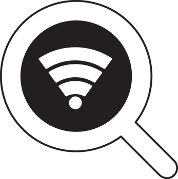 search magnifying glass icon with wifi icon png