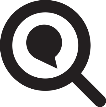 black search magnifying glass icon with chat icon png