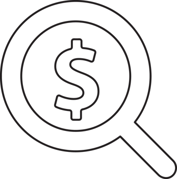 search outline magnifying glass icon with dollar icon png