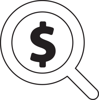search magnifying glass icon with dollar icon png
