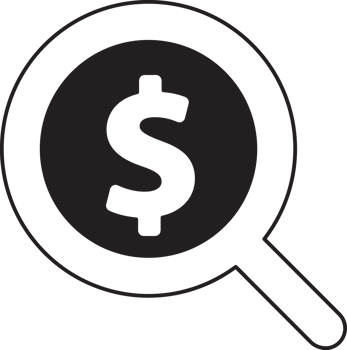 magnifying glass icon with dollar icon png