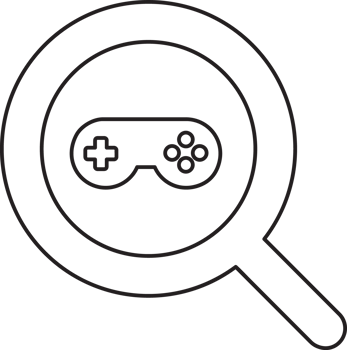 outline search magnifying glass icon with game icon png