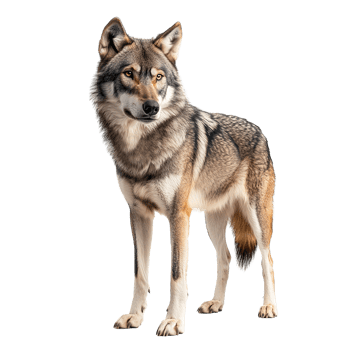 Gray Wolf Animal Standing Full Body Isolated at Transparent Background png