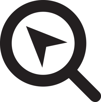 black search magnifying glass icon with navigation icon png