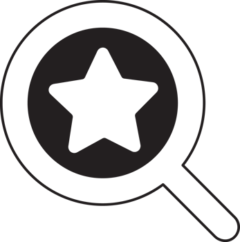 magnifying glass icon with a star png