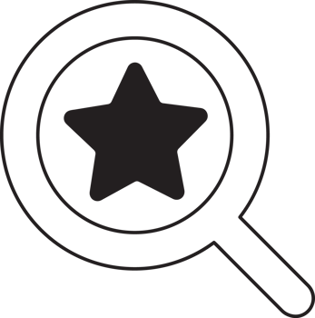search magnifying glass icon with a star png