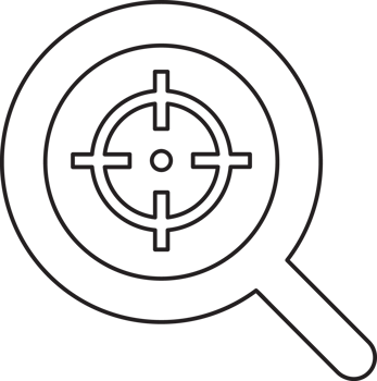 outline search magnifying glass icon with a target png